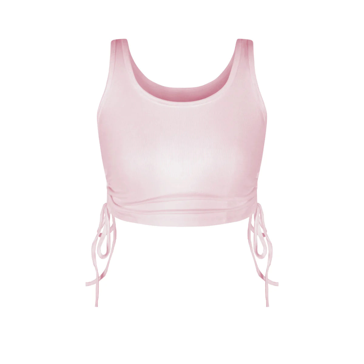 Solid Color Rouching Drawstring Crop Tank Top