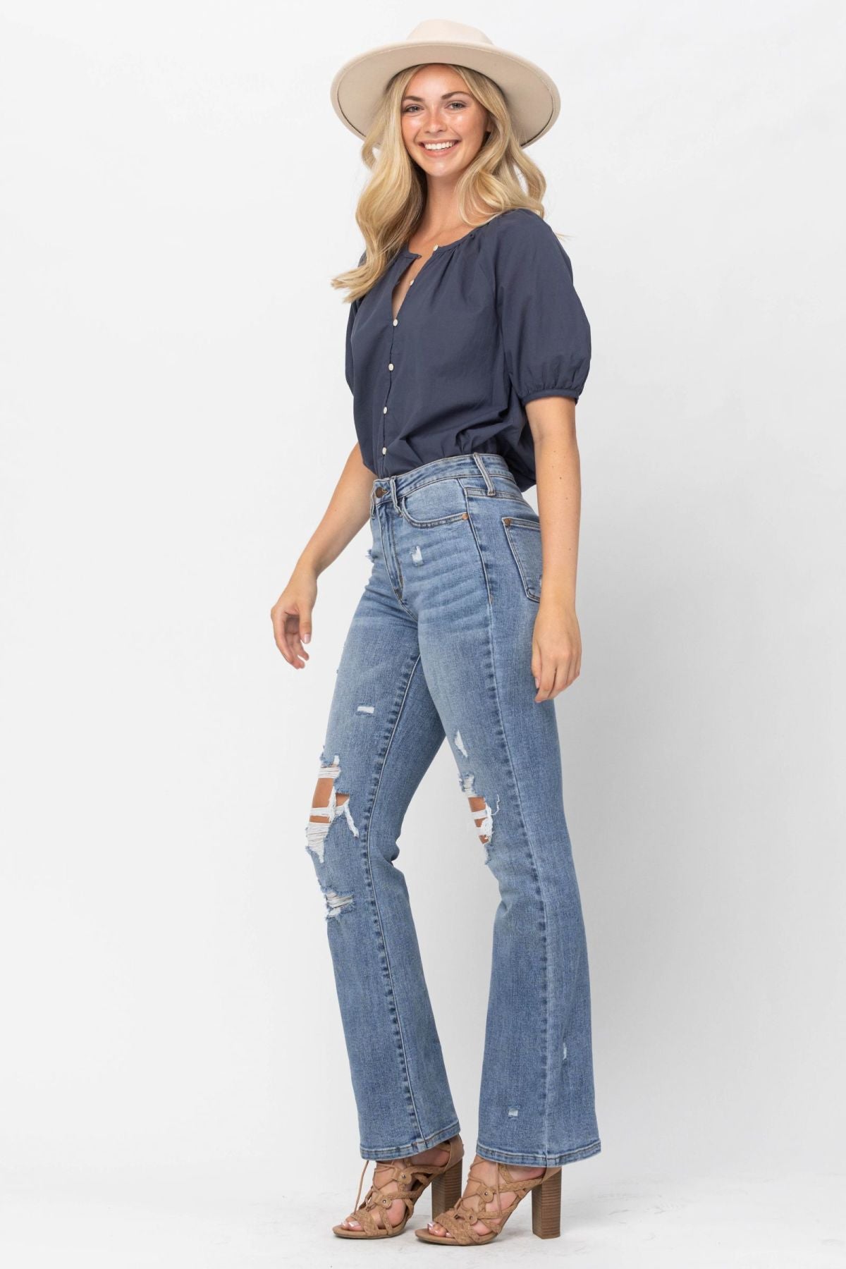 Judy Blue High Waist STONE Destroyed Bootcut