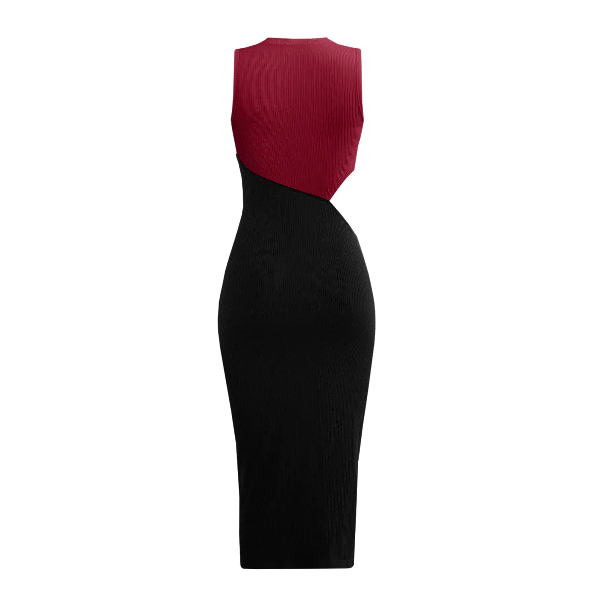 Colorblock Cut Out Ribbed Tube Dress