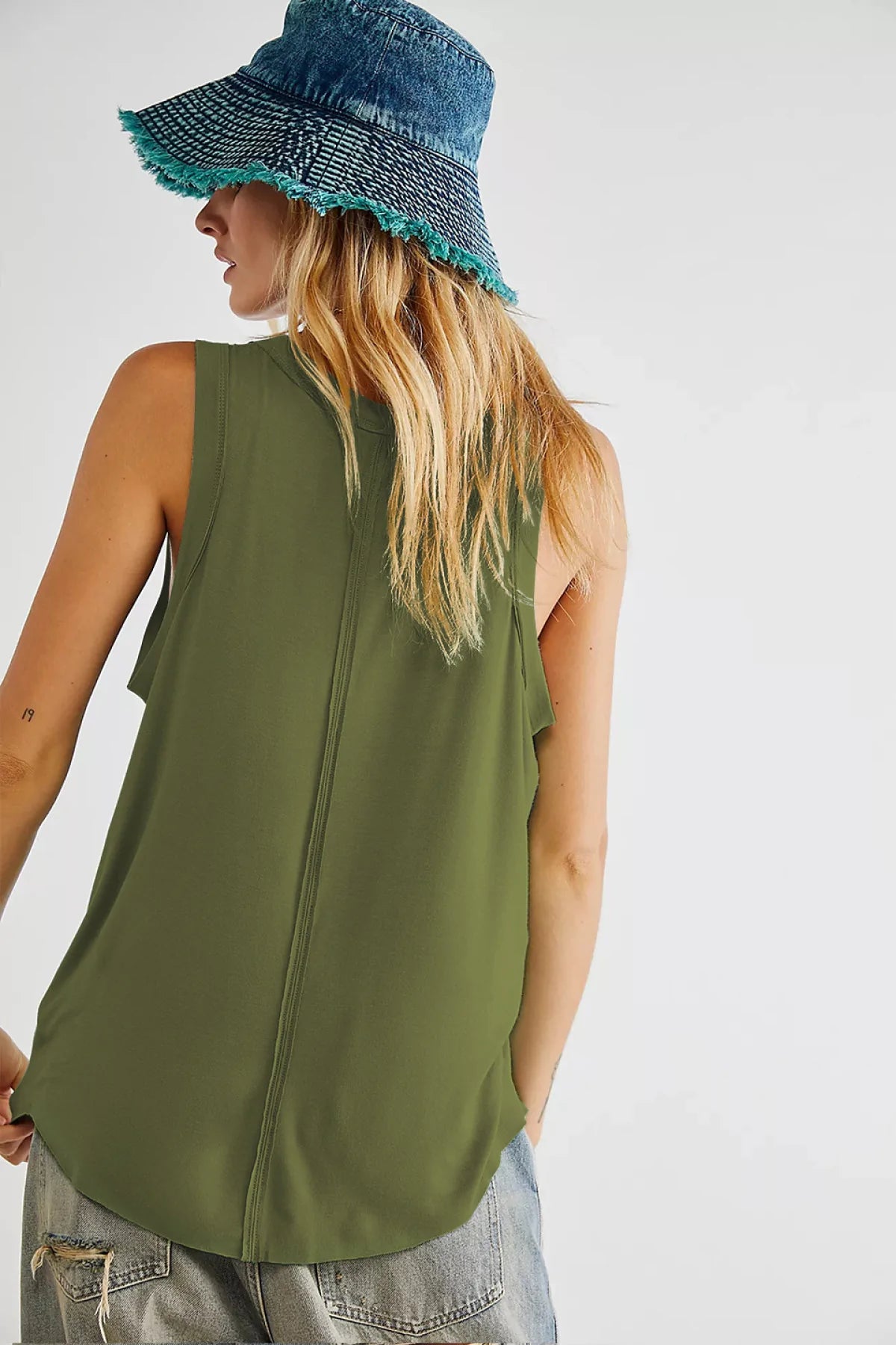 Deep V Solid Color Tank Top