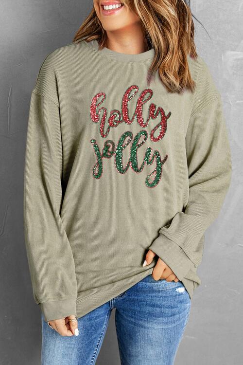 Sequin Round Neck Sweatshirt