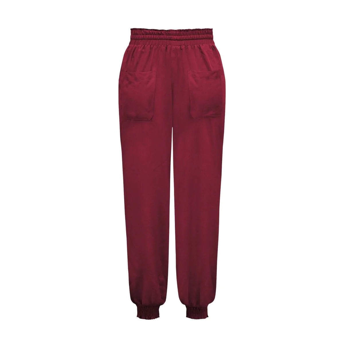 Solid Color Tie-waist Tapered Pants