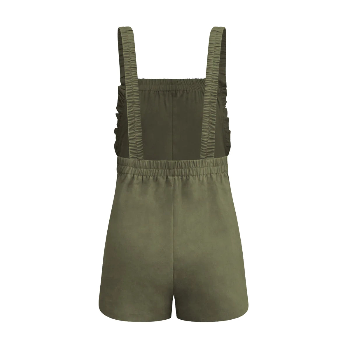 Solid Color Ruffle Overall with Pockets