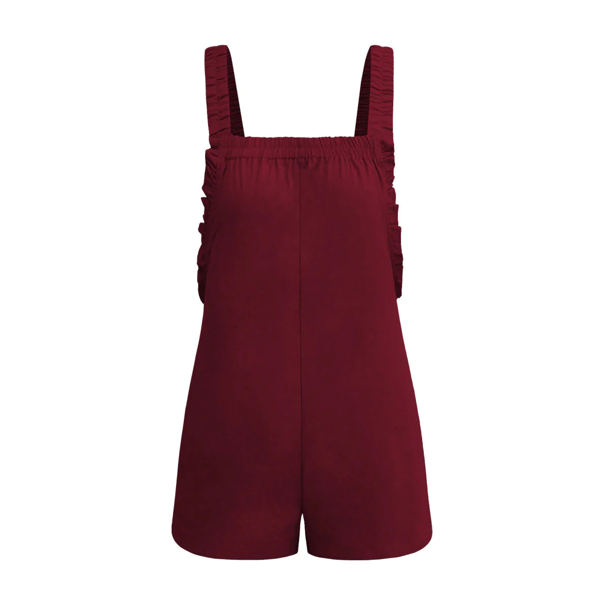 Solid Color Ruffle Overall with Pockets