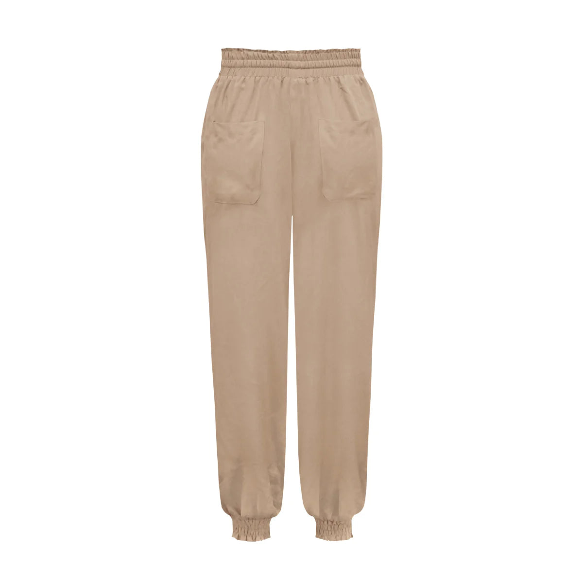 Solid Color Tie-waist Tapered Pants