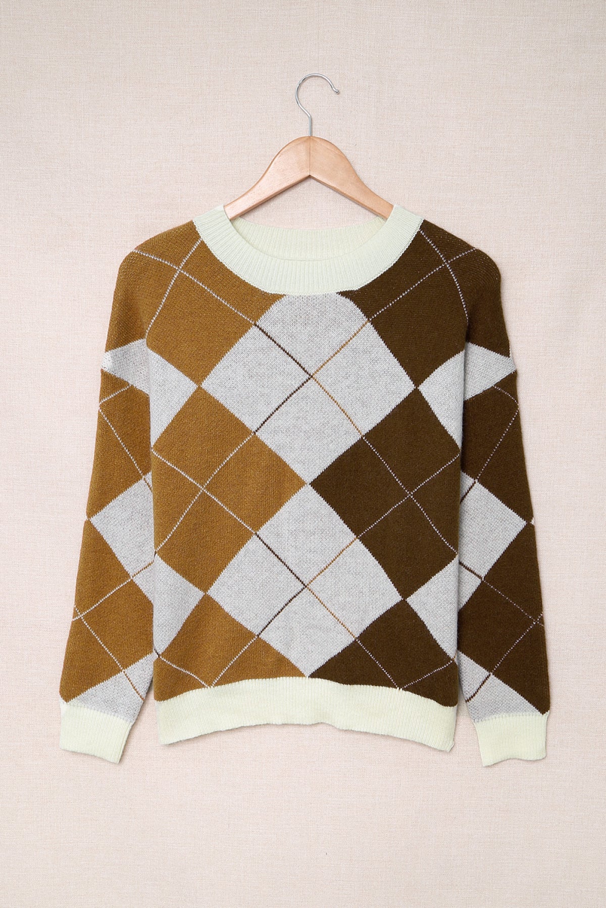 Geometric Color Block Drop Shoulder Sweater