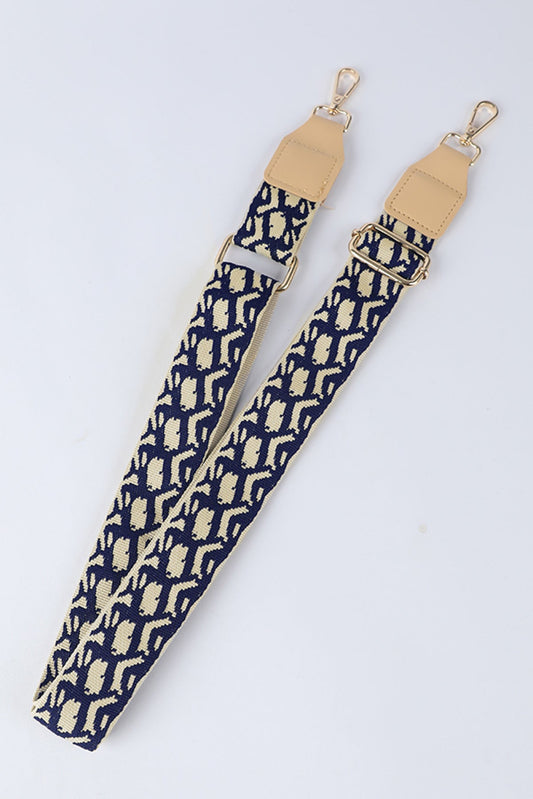 Blue Adjustable Printed Woven Bag Strap