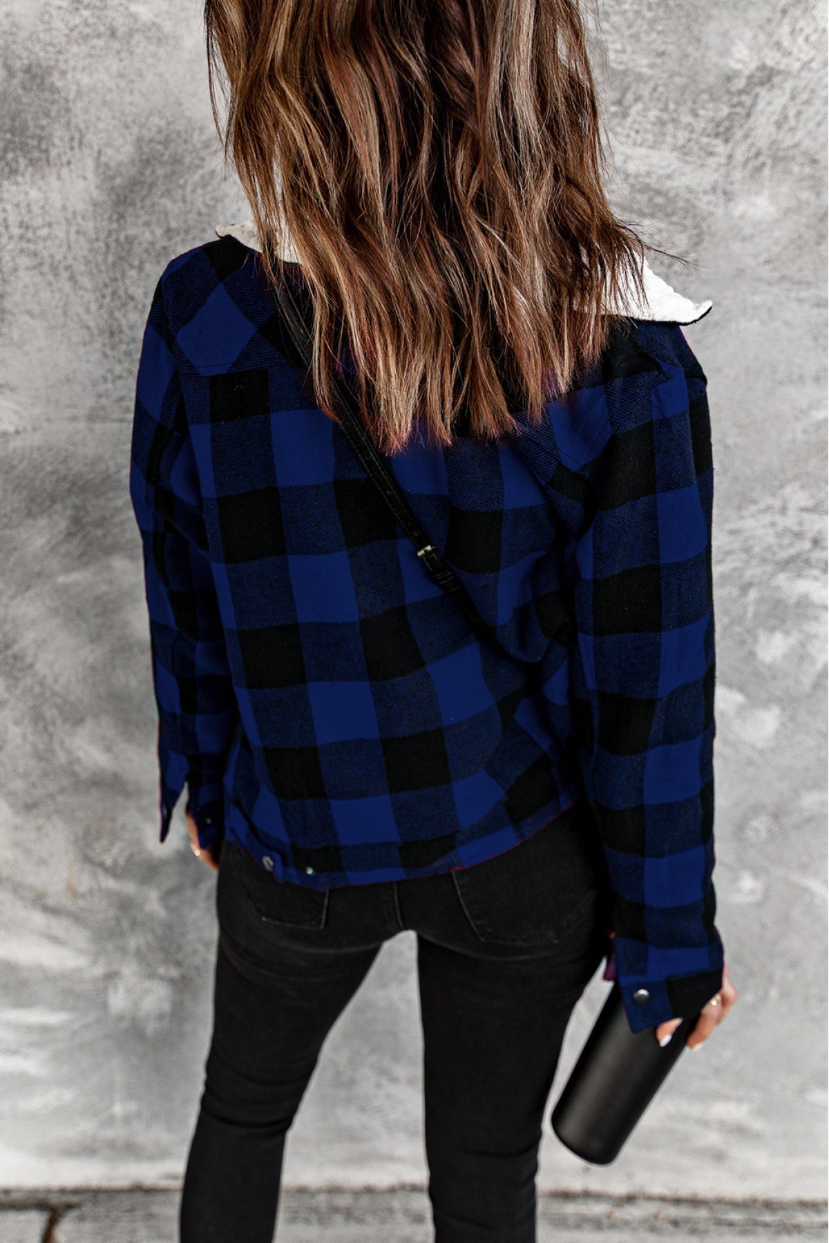 Plaid Print Fleece Button Jacket