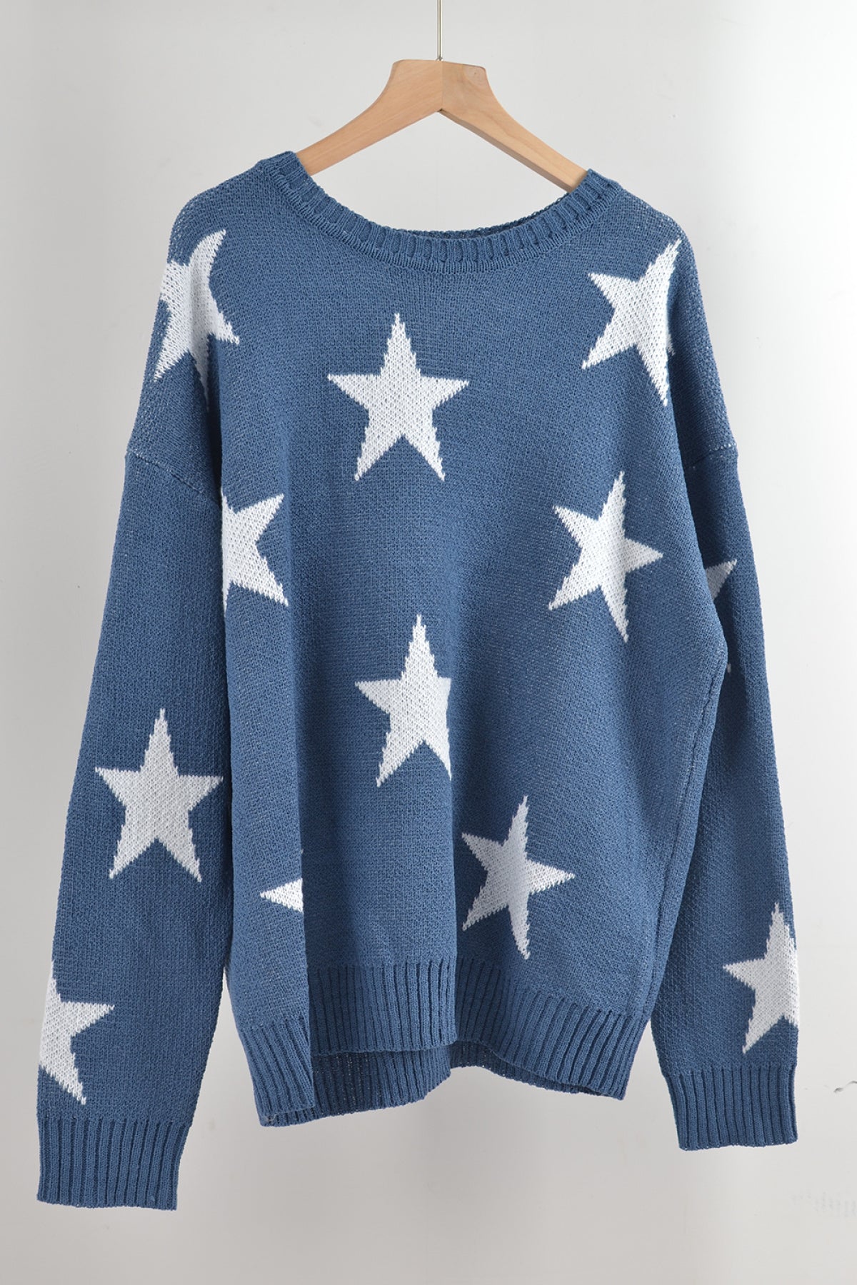 Crew Neck Long Sleeve Stars Graphics Sweater