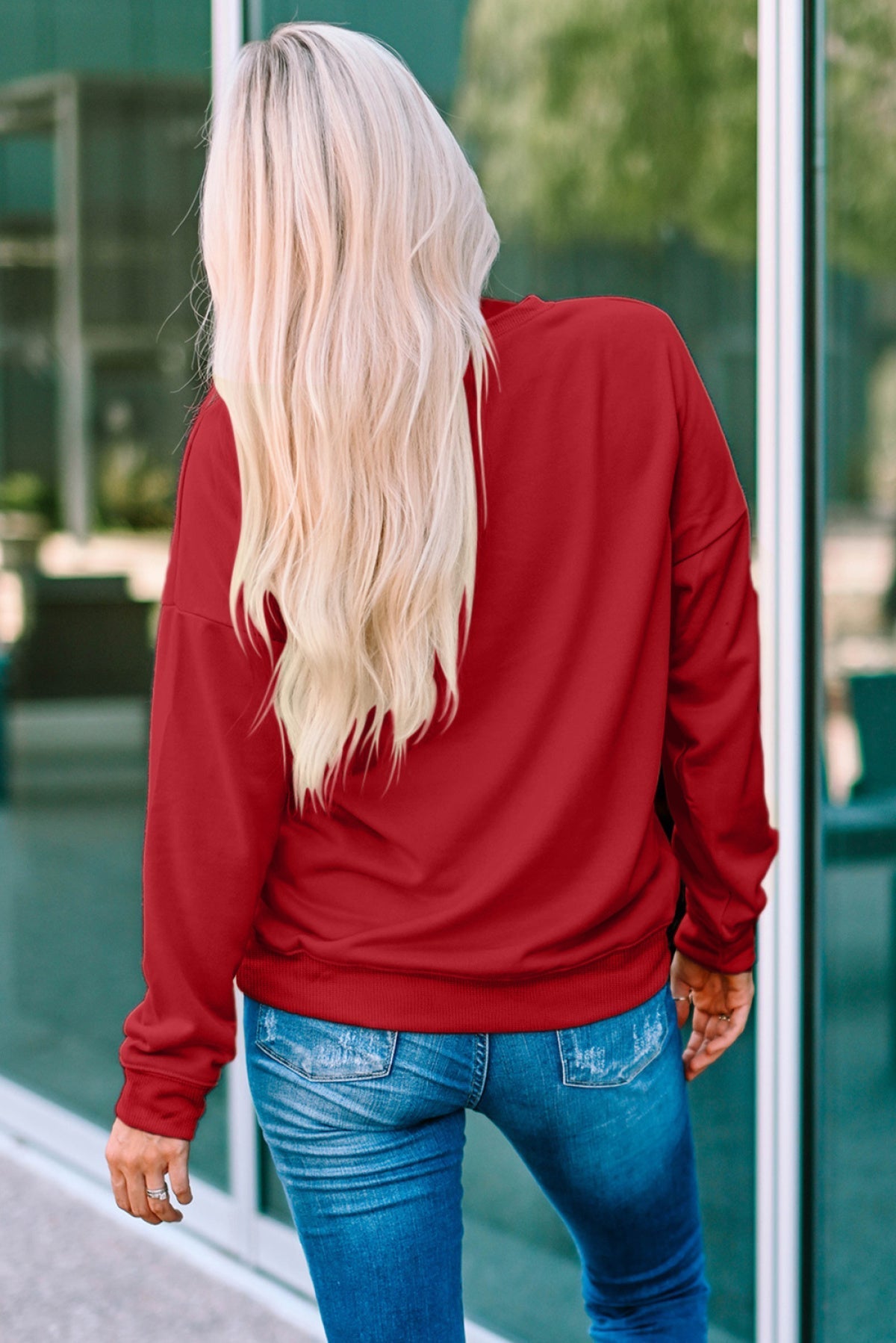 Red MERRY And BRIGHT Glitter Graphic Sweatshirt