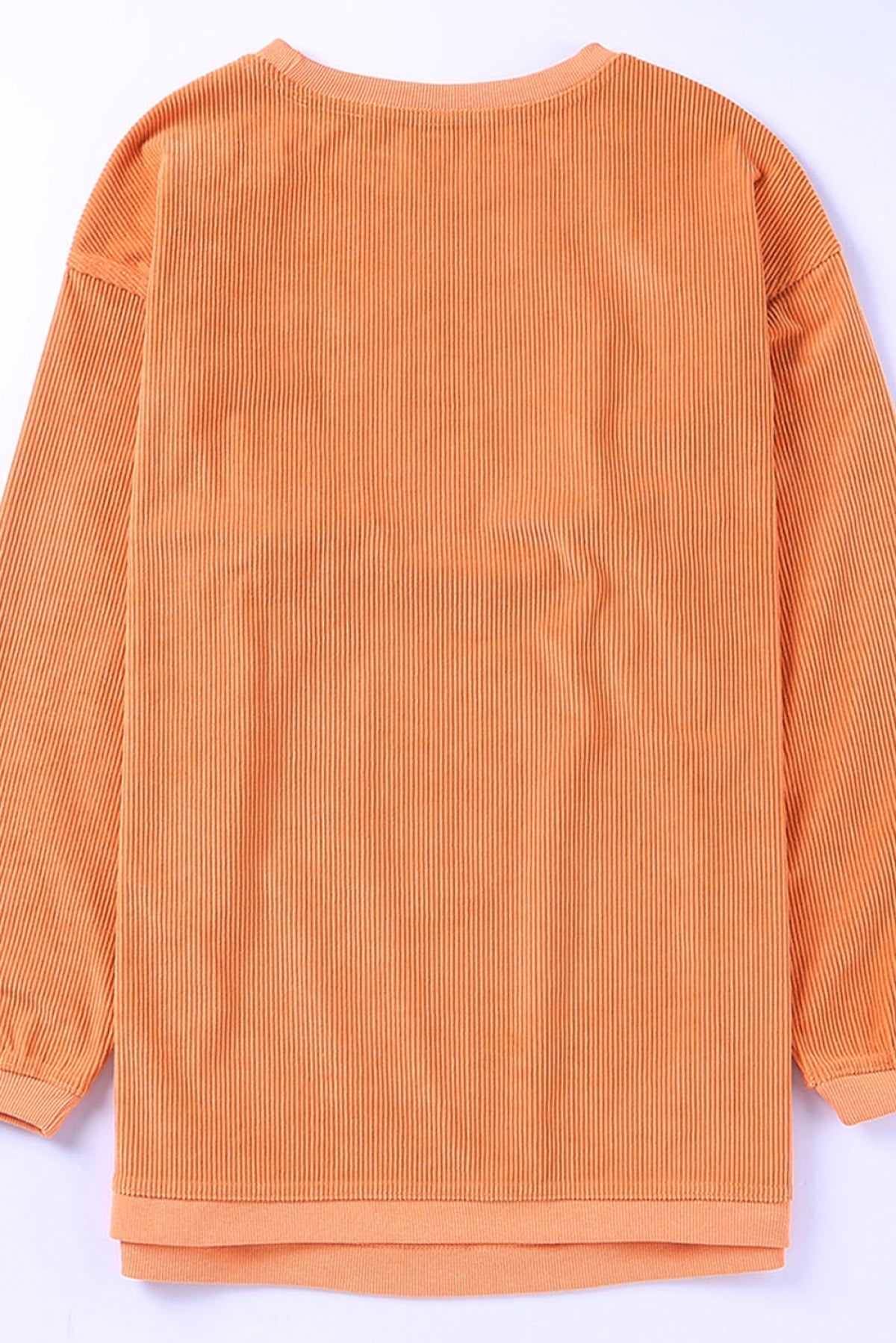 Orange TEXAS Ribbed Knit Long Sleeve Sweatshirt