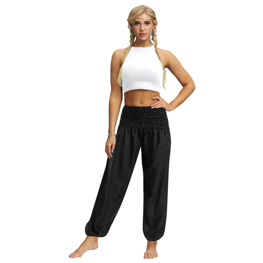 High Waist Solid Color Sports Tapered Pants