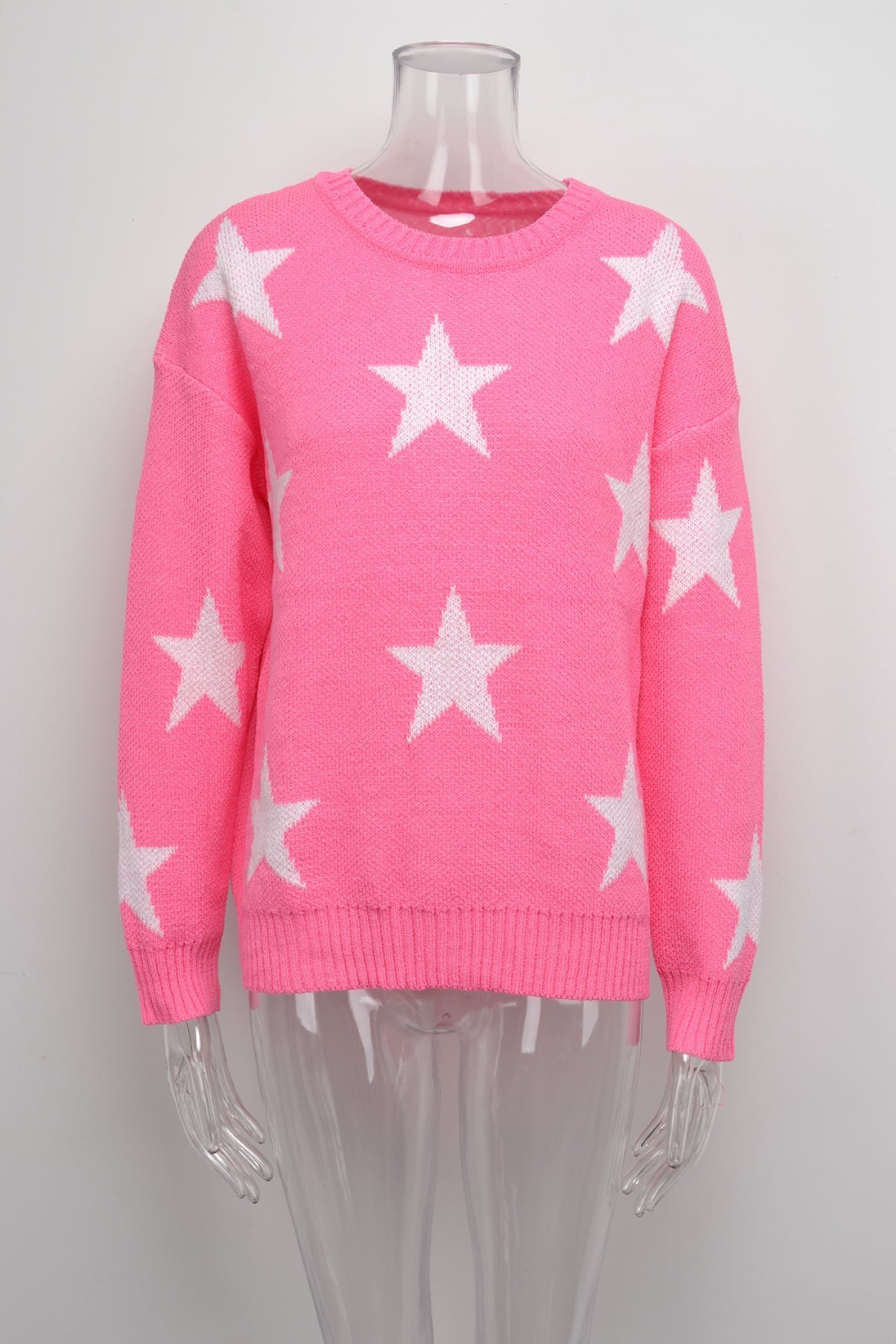 Crew Neck Long Sleeve Stars Graphics Sweater