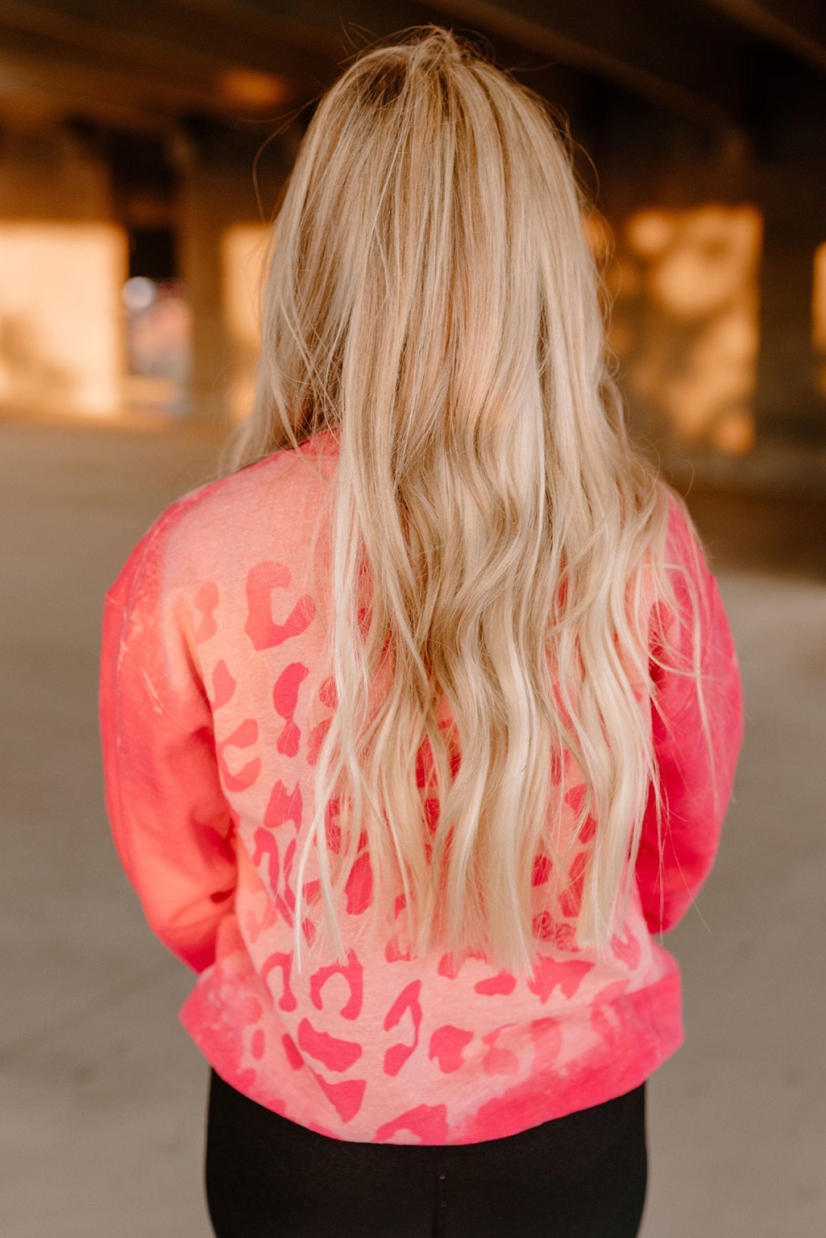 Pink Be Kind Leopard Heart Print Long Sleeve Sweatshirt