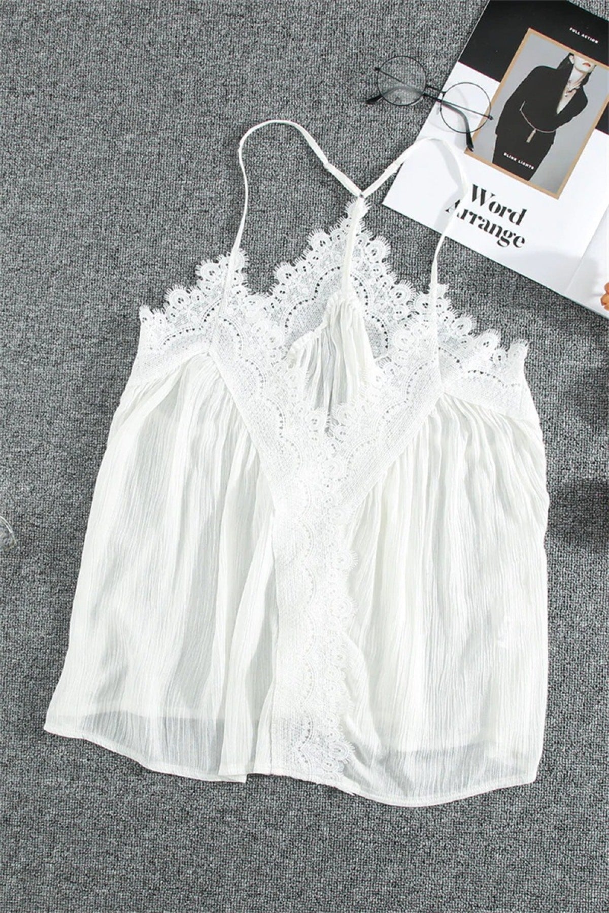 Solid Color Lace Ruffle Camisole