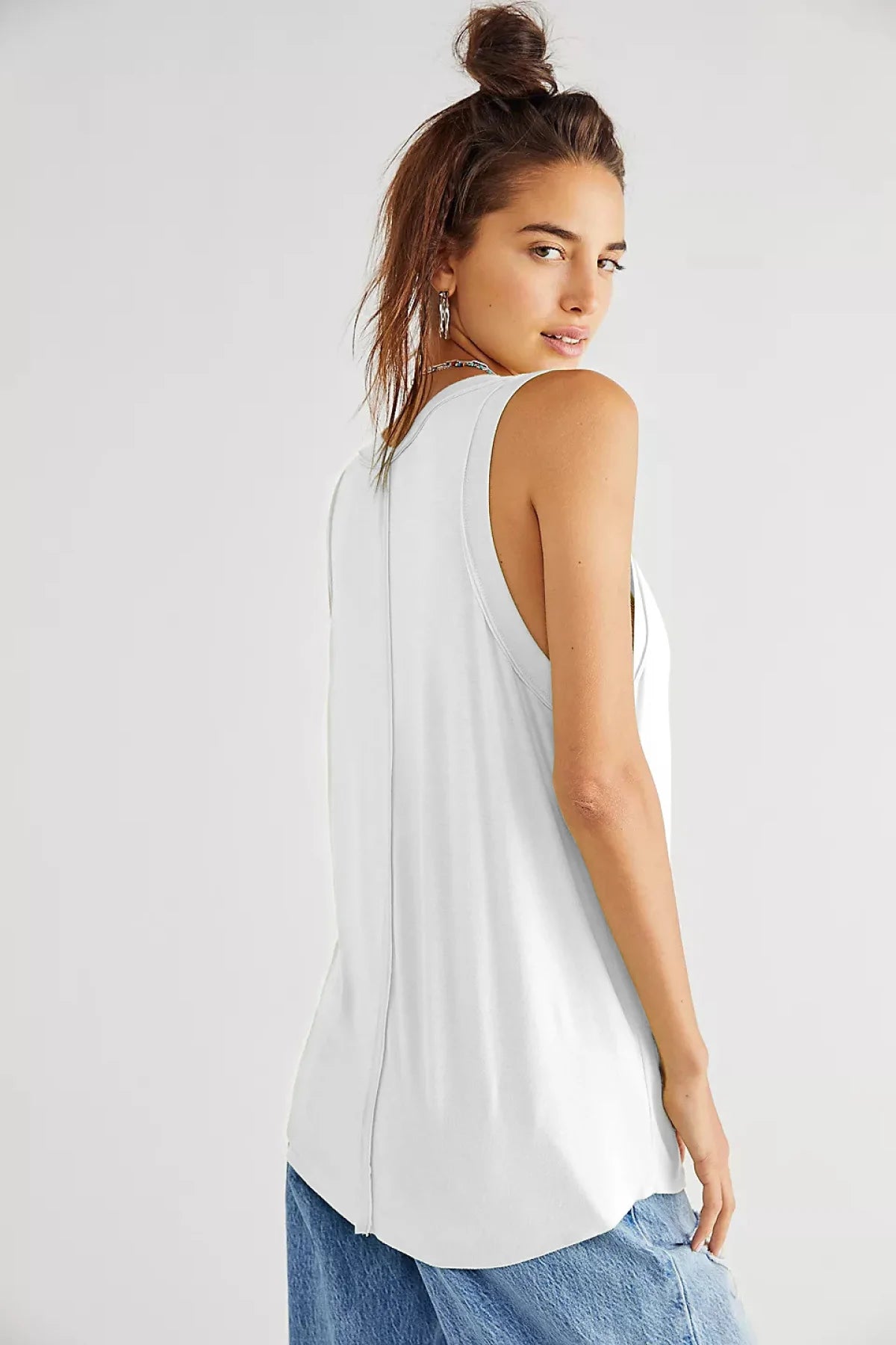 Deep V Solid Color Tank Top