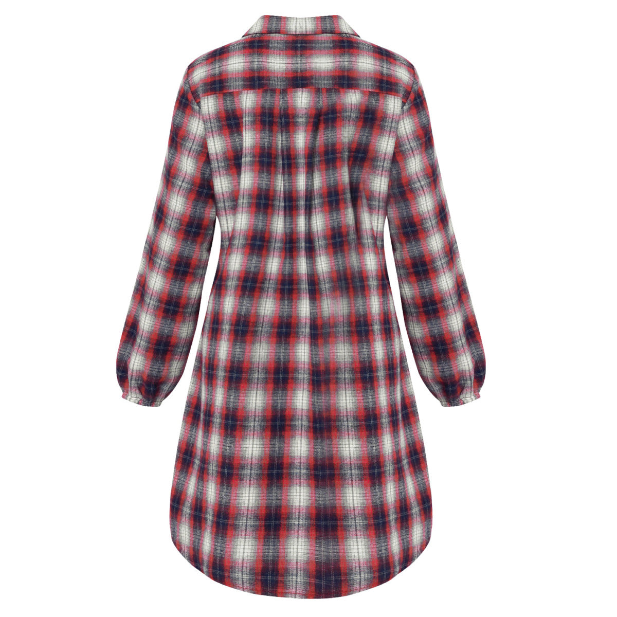 Long Sleeve Plaid Single-Breasted Shirt Dress with Belt