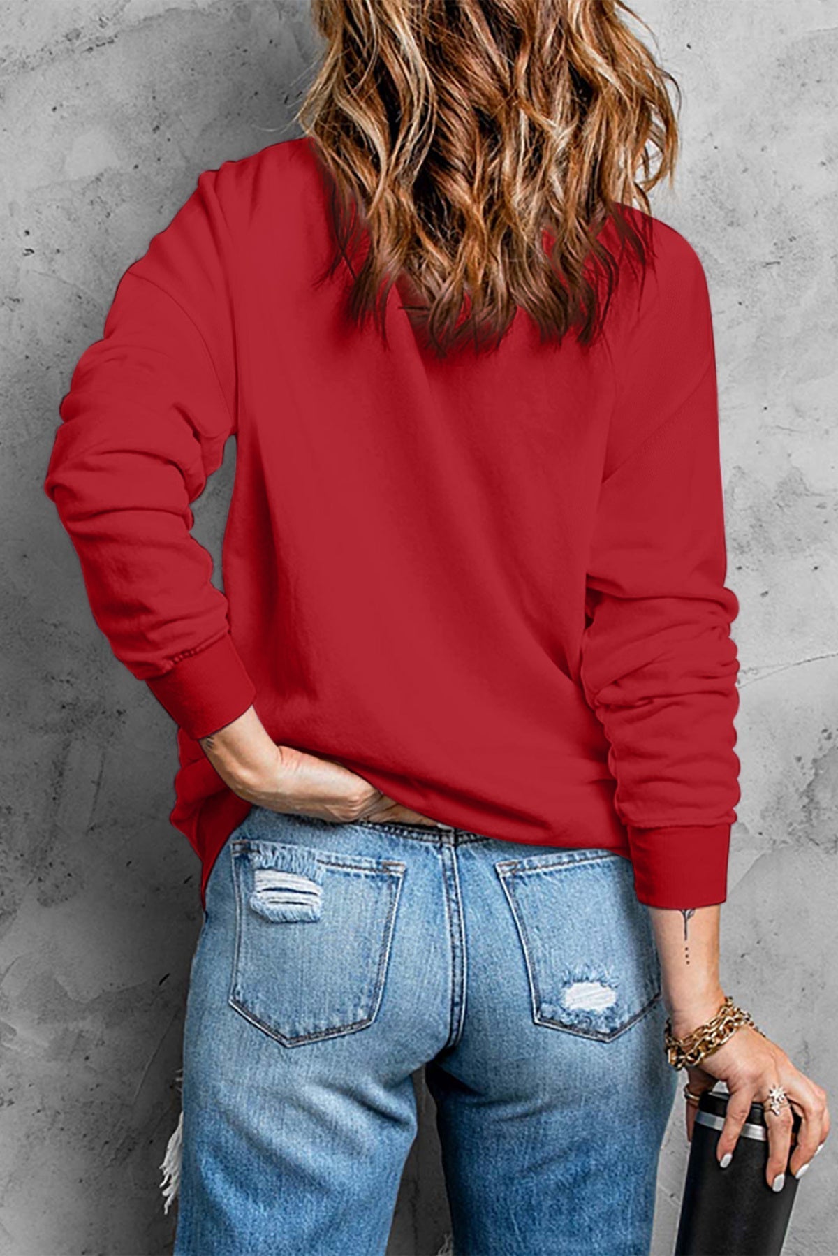 Red MERRY And BRIGHT Glitter Graphic Sweatshirt