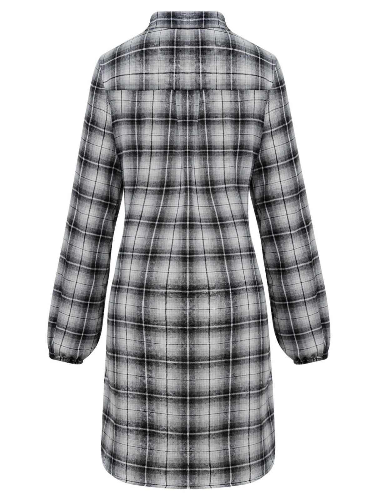 Long Sleeve Plaid Single-Breasted Shirt Dress with Belt