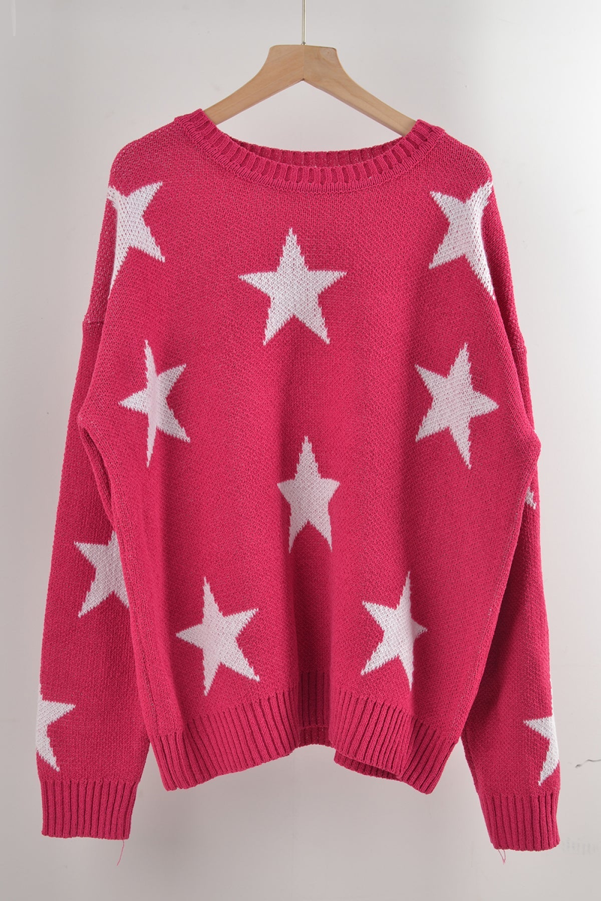 Crew Neck Long Sleeve Stars Graphics Sweater