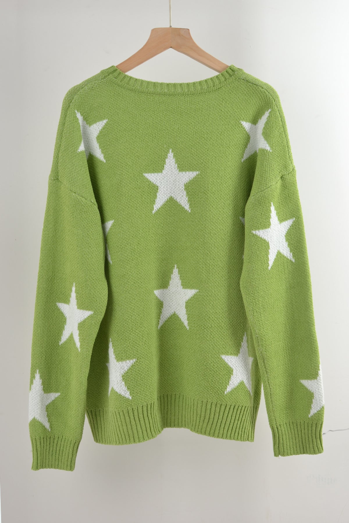 Crew Neck Long Sleeve Stars Graphics Sweater