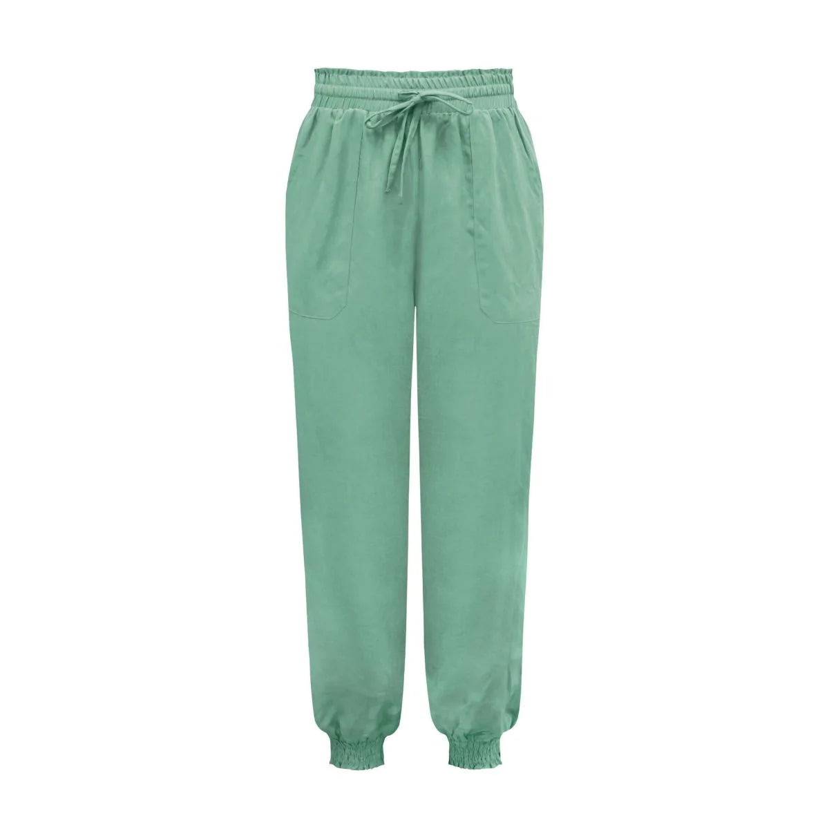 Solid Color Tie-waist Tapered Pants