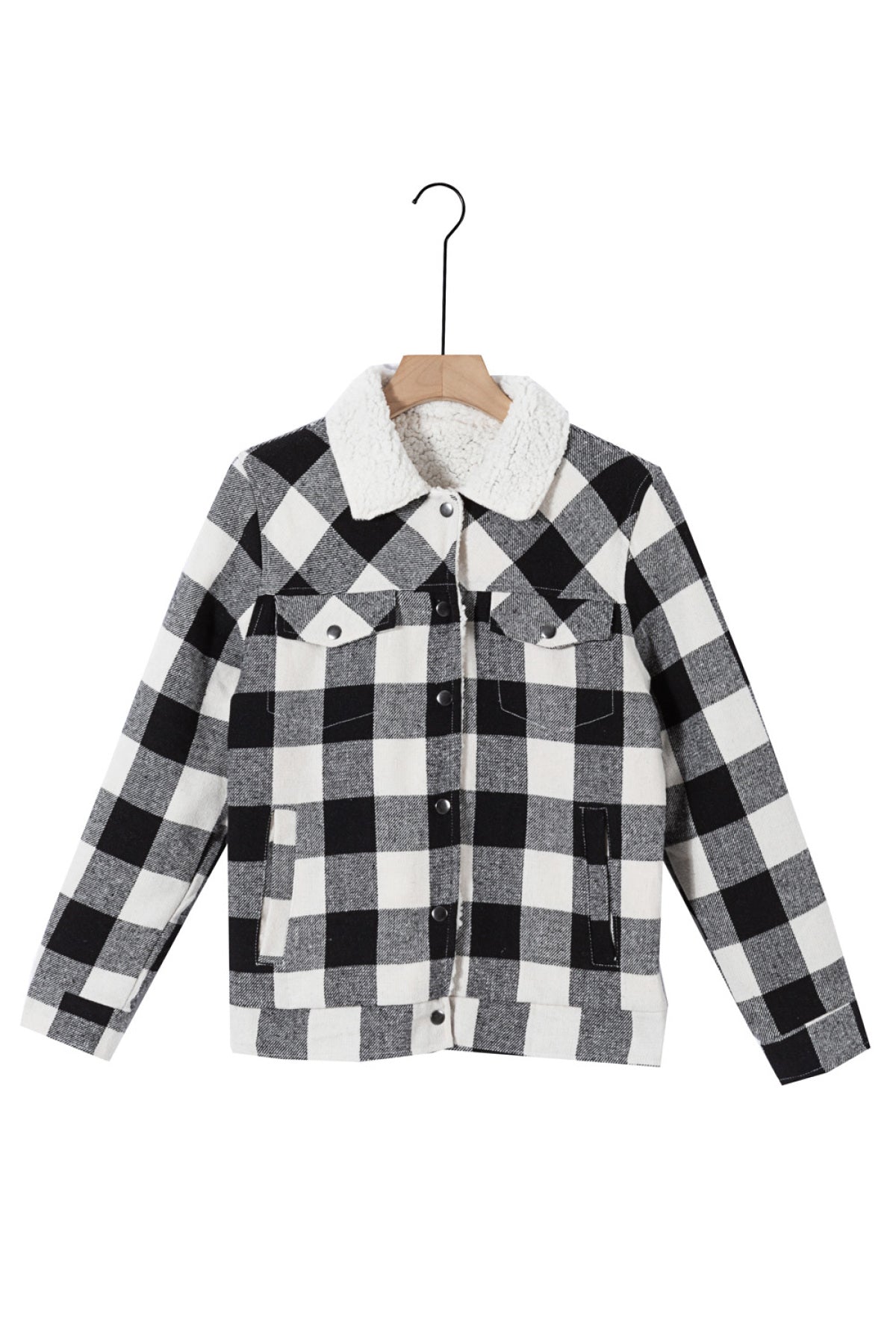 Plaid Print Fleece Button Jacket