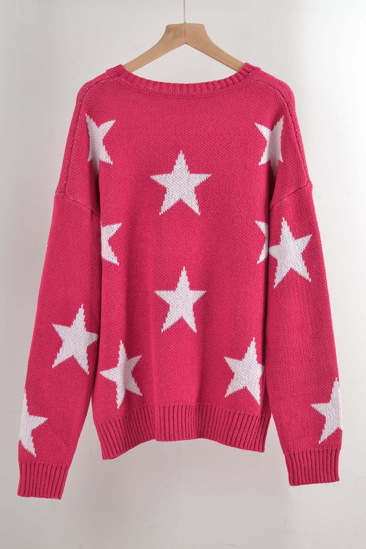 Crew Neck Long Sleeve Stars Graphics Sweater