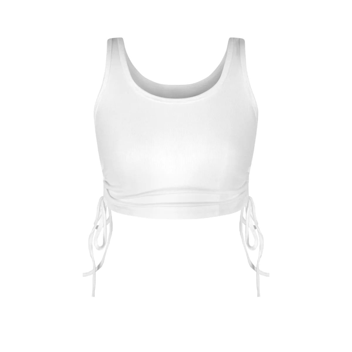 Solid Color Rouching Drawstring Crop Tank Top