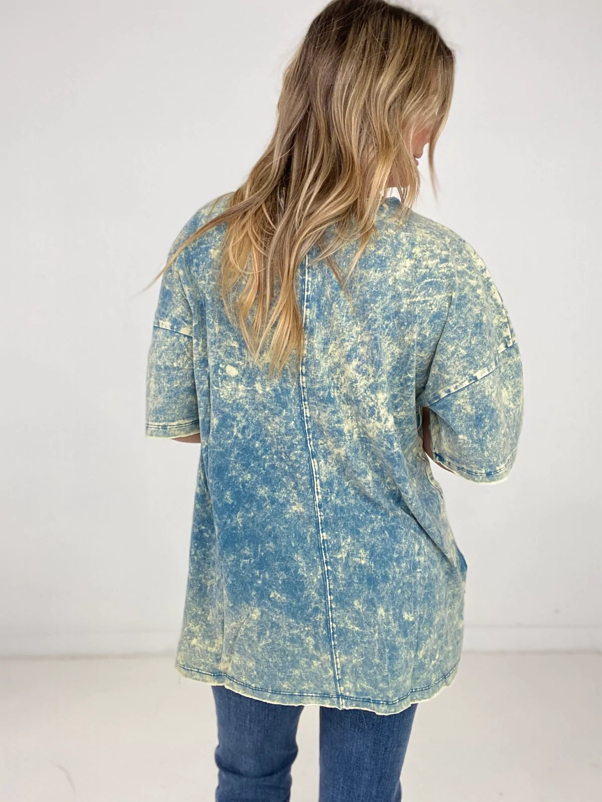 Zenana Acid Wash Front Pocket Raw Edge Top