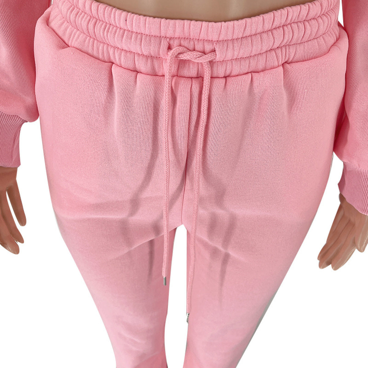 Solid Color Round Neck Long-Sleeved Sweatshirt & Sweatpants Set