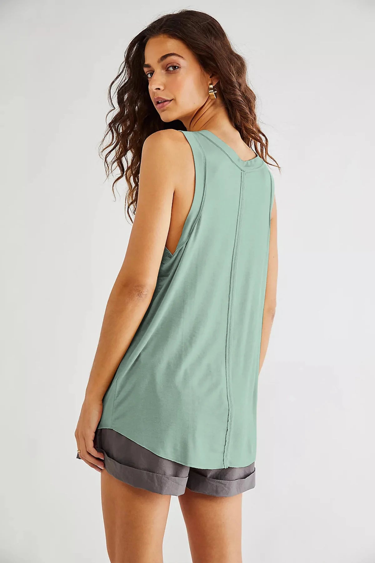 Deep V Solid Color Tank Top