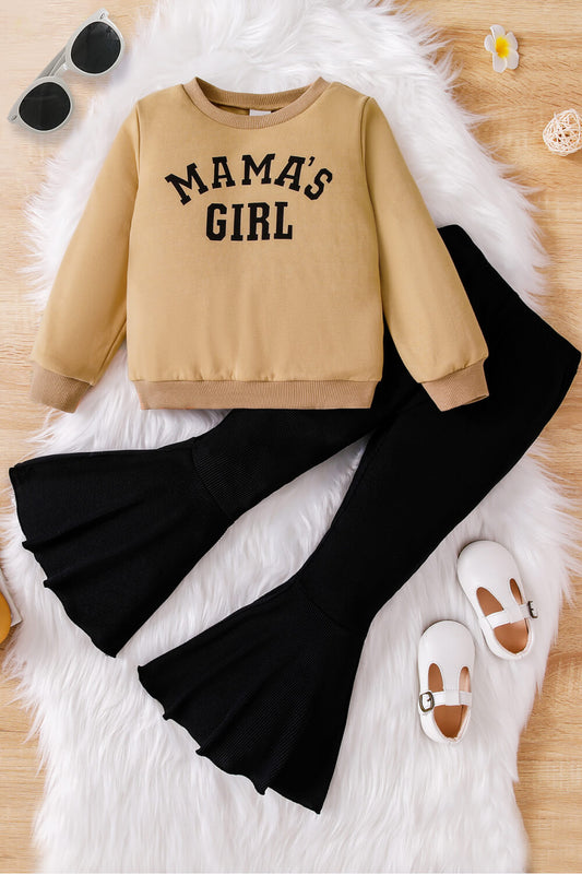 Girls MAMA'S GIRL Graphic Sweatshirt and Flare Pants Set