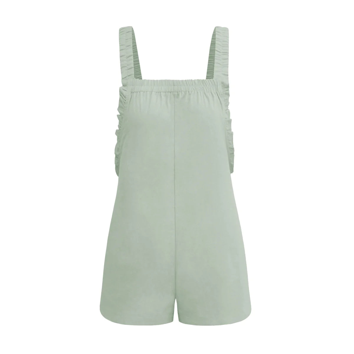 Solid Color Ruffle Overall with Pockets