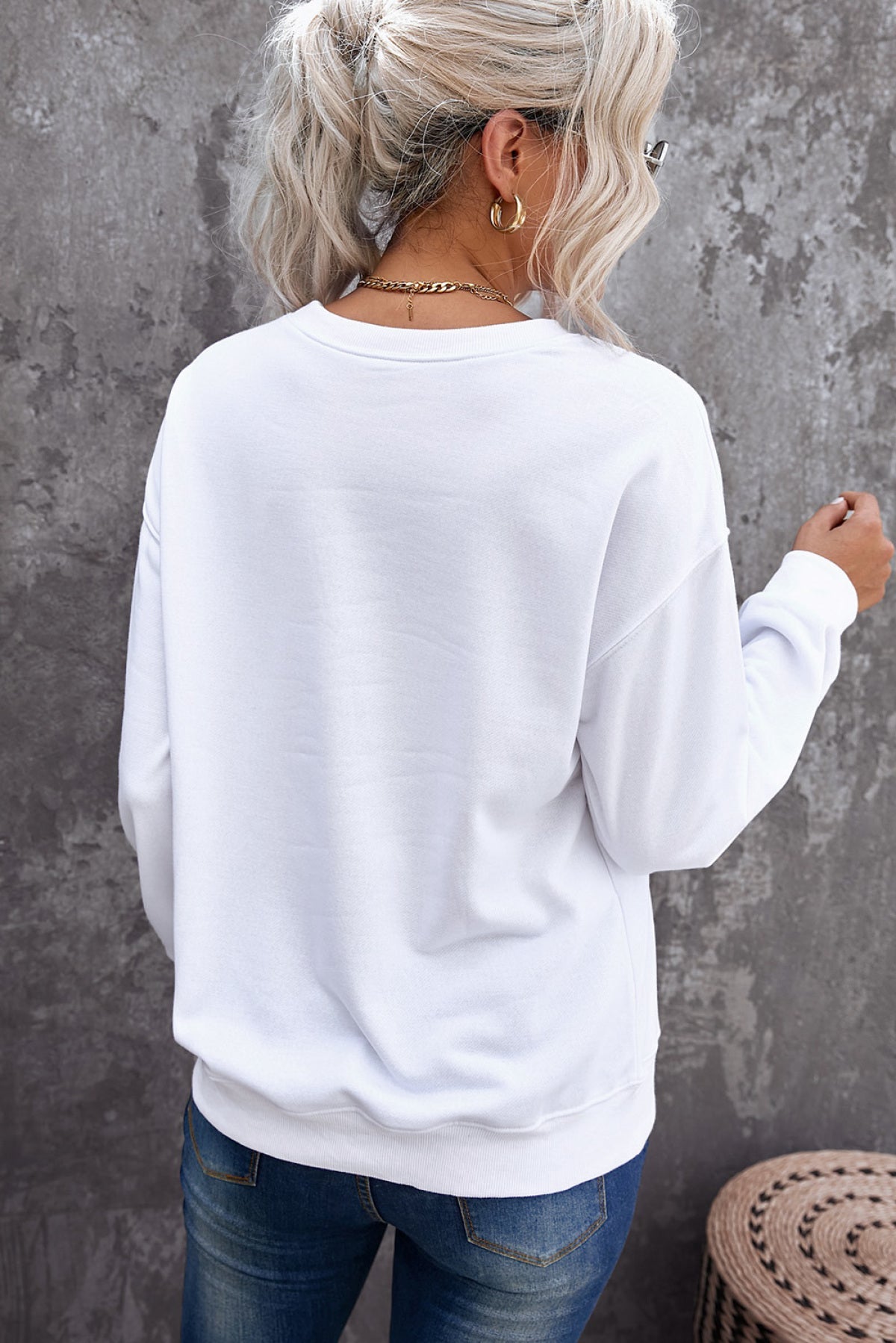 White BRIDE Letter Print Long Sleeve Graphic Sweatshirt