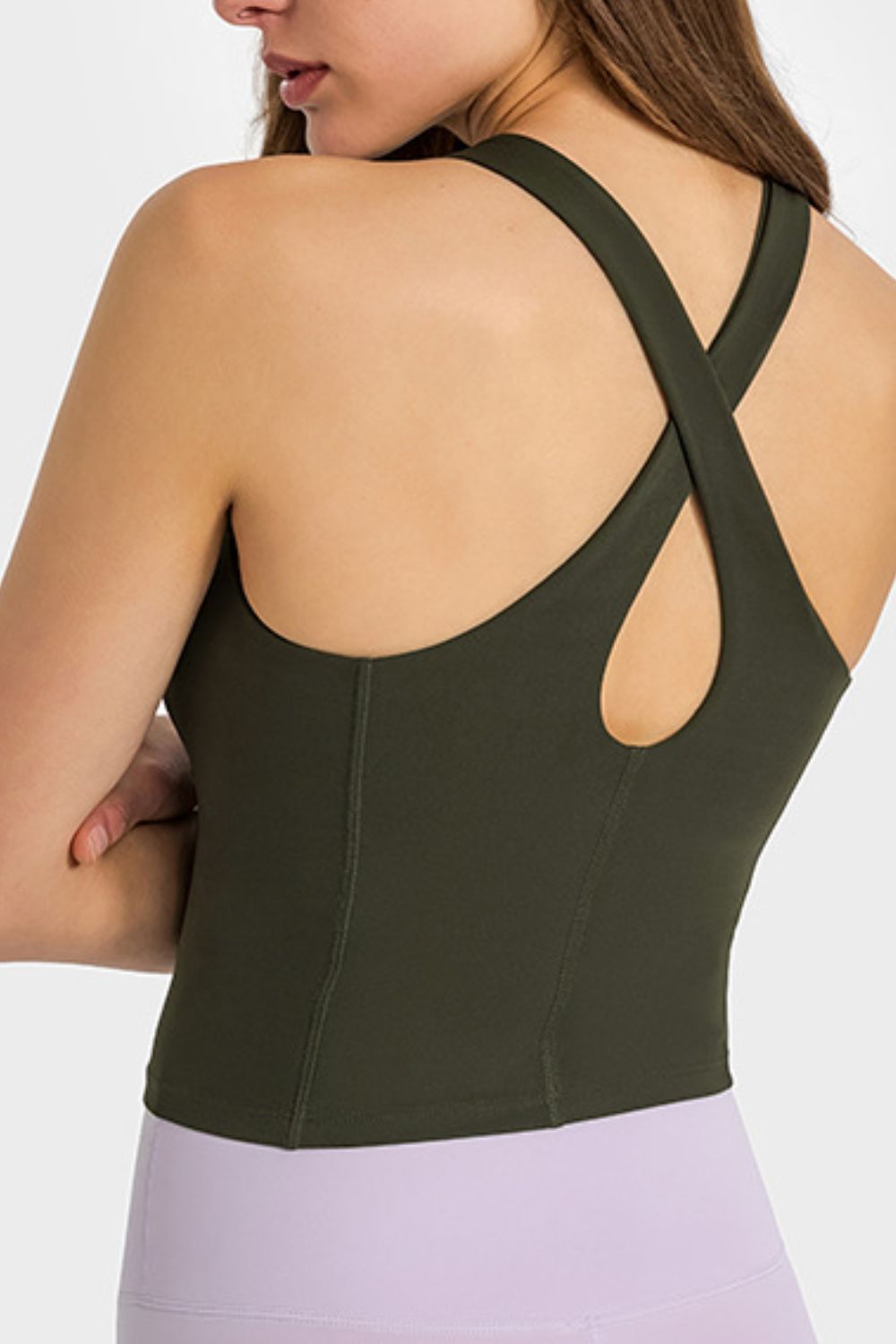 Crisscross Back Round Neck Yoga Tank