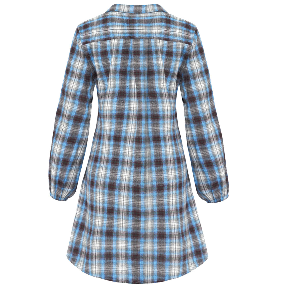 Long Sleeve Plaid Single-Breasted Shirt Dress with Belt