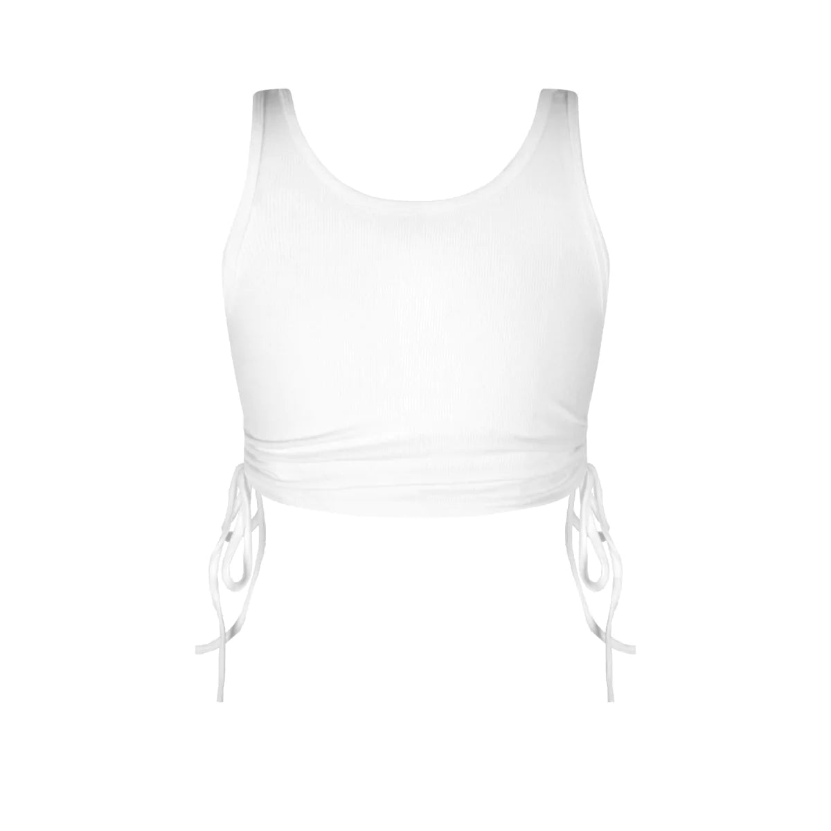 Solid Color Rouching Drawstring Crop Tank Top