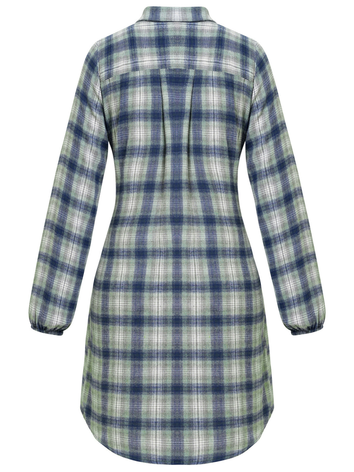 Long Sleeve Plaid Single-Breasted Shirt Dress with Belt