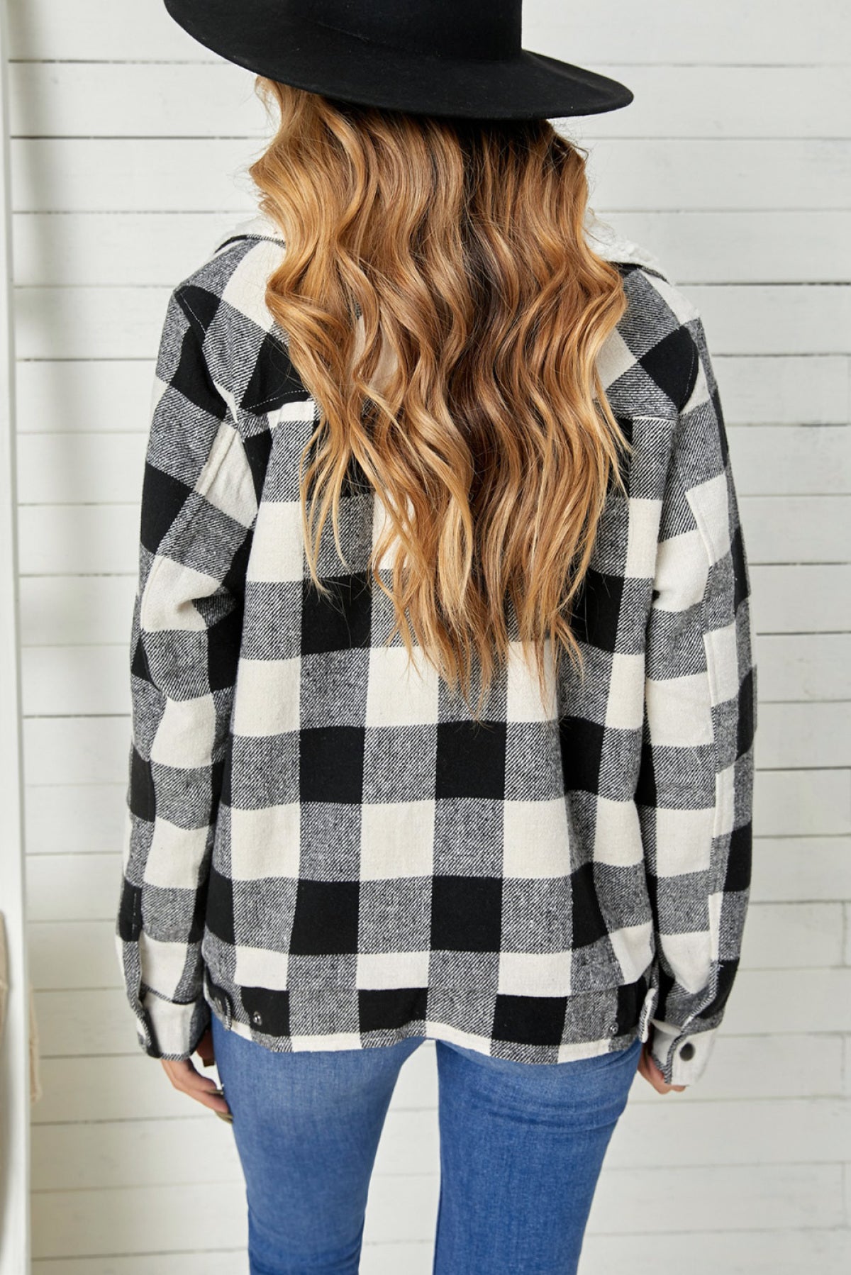 Plaid Print Fleece Button Jacket