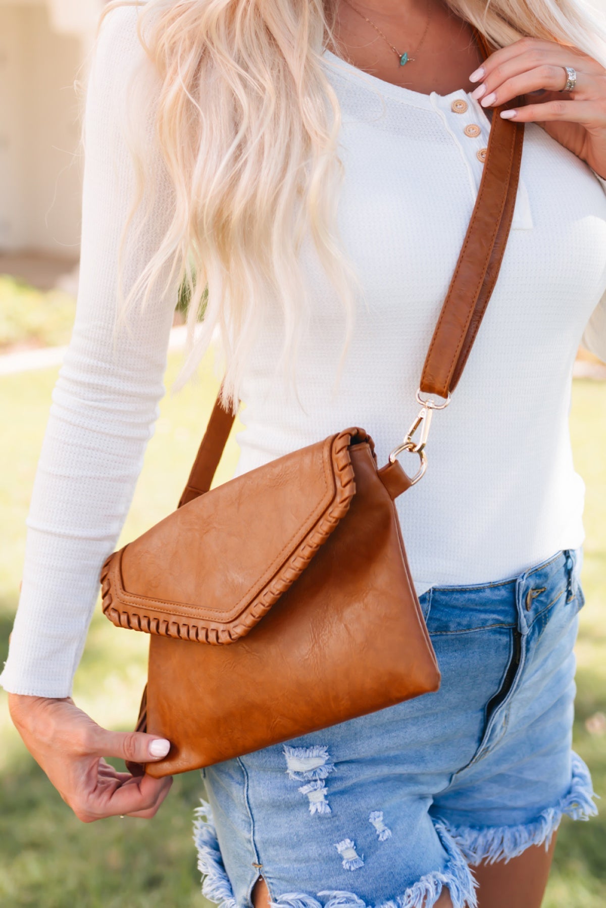 Brown Faux Leather Tassel Crossbody Envelope Bag