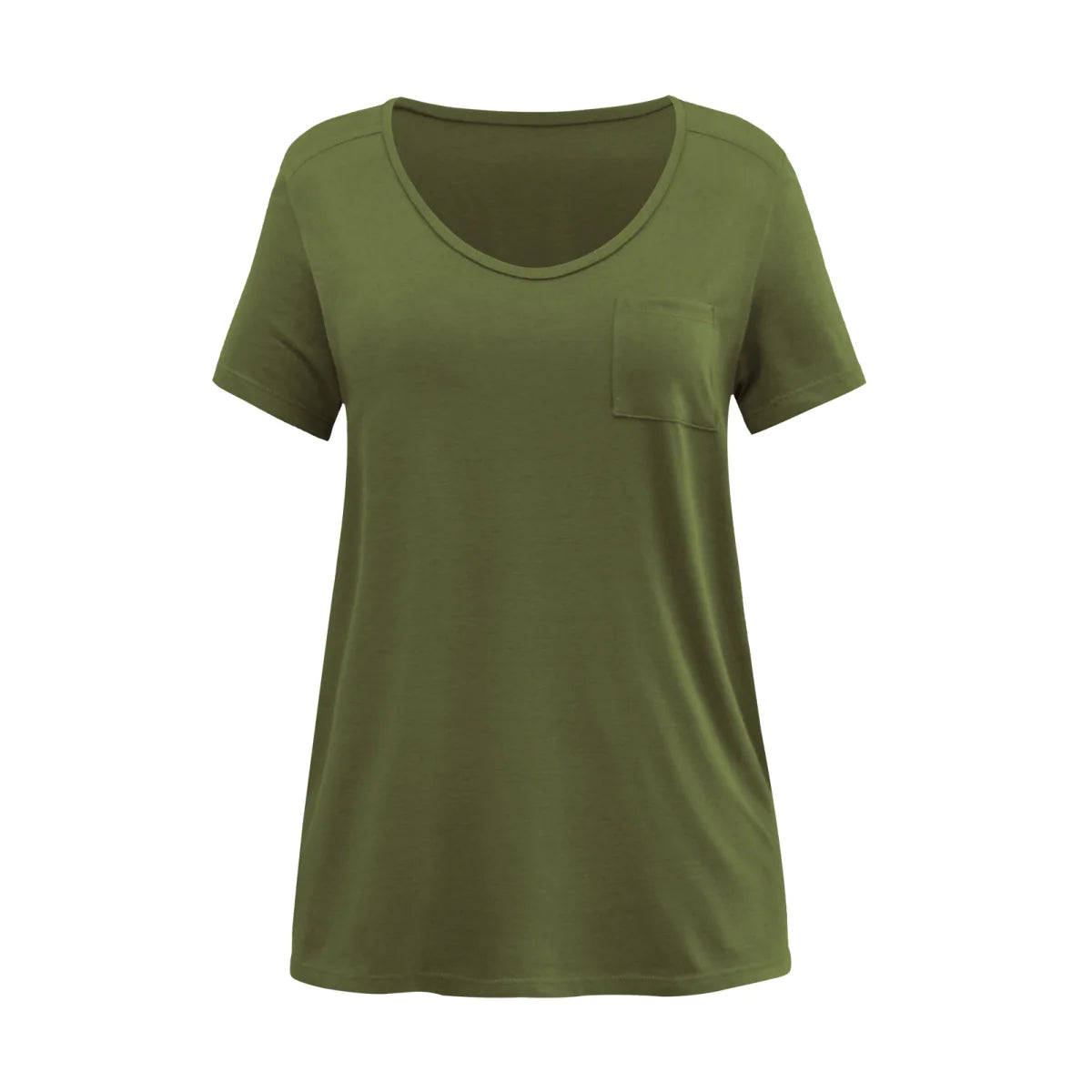 Scoop Neck Solid Color T-short