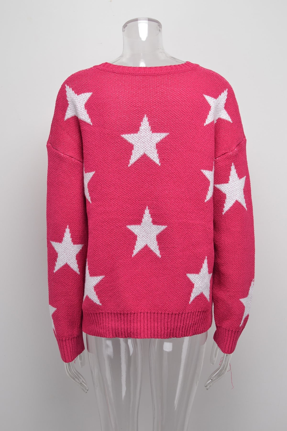 Crew Neck Long Sleeve Stars Graphics Sweater