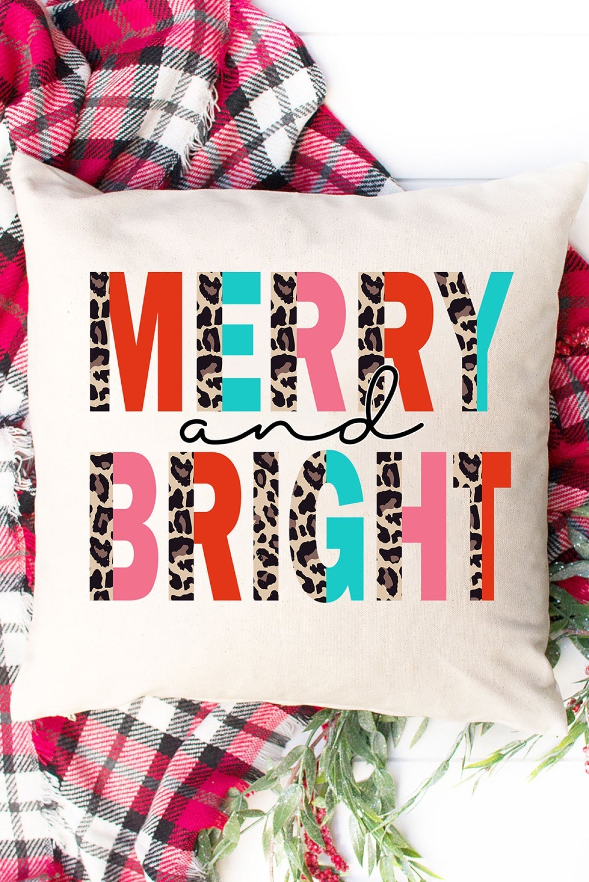 Beige MERRY BRIGHT Leopard Mix Print Pillow Case