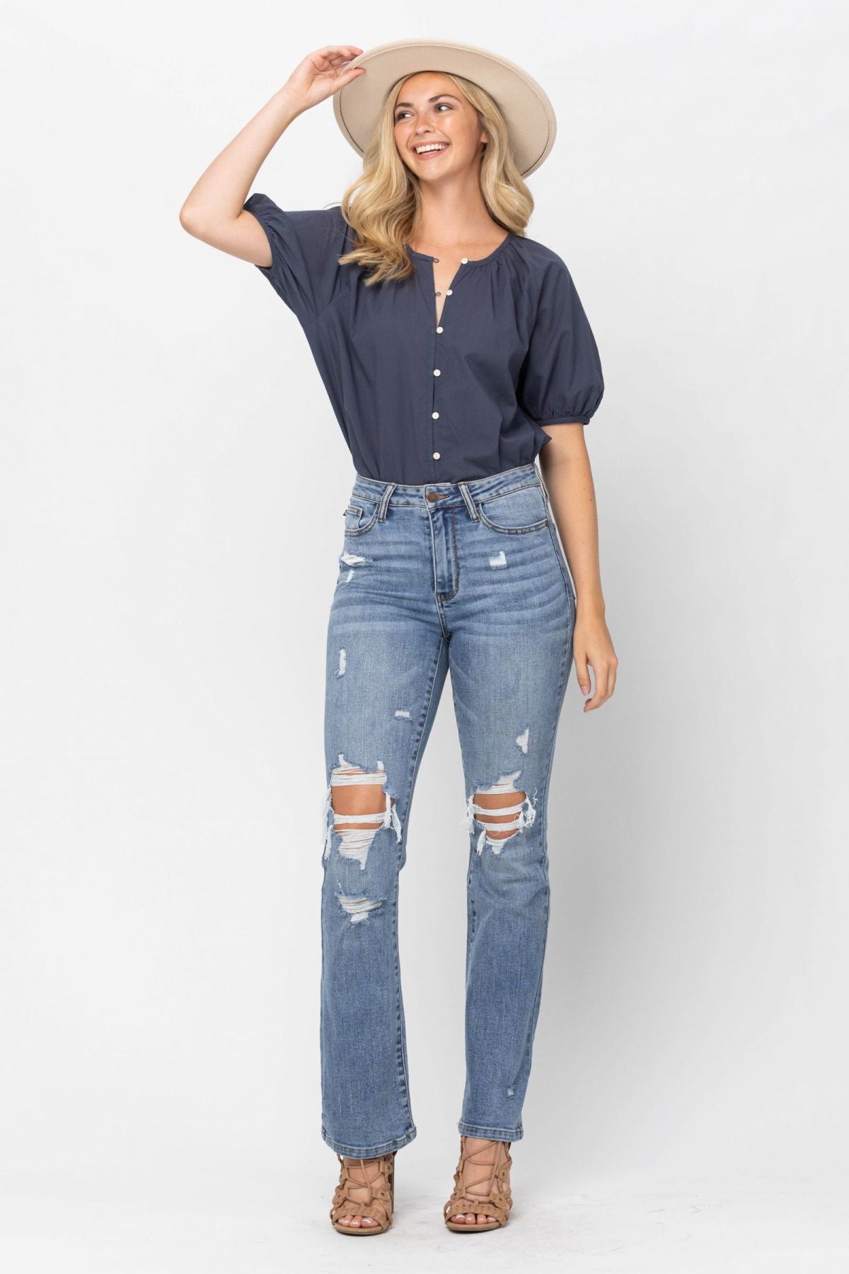 Judy Blue High Waist STONE Destroyed Bootcut