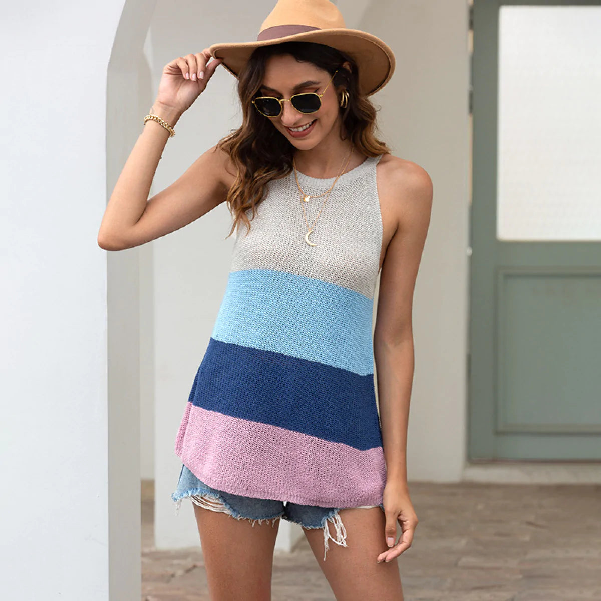 Casual Sleeveless Round Neck Vest